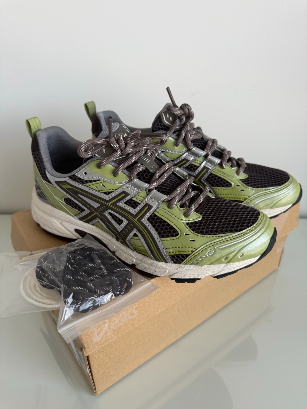 Asics x Kith colab  Olive Green and Black Athletic Sneakers